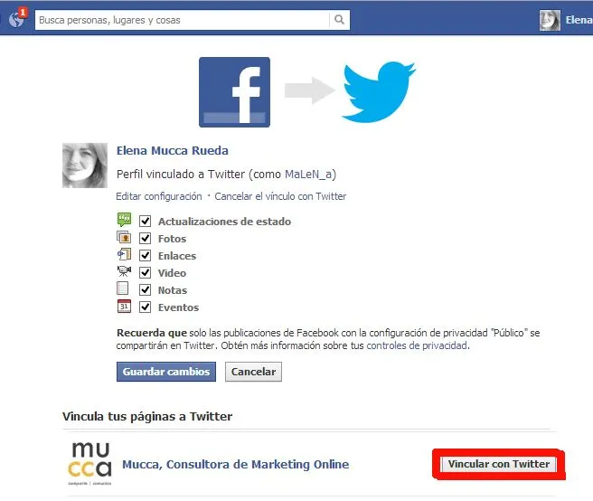 Como vincular una página de Facebook con un perfil de Twitter ... Como vincular una página de Facebook con un perfil de Twitter ...