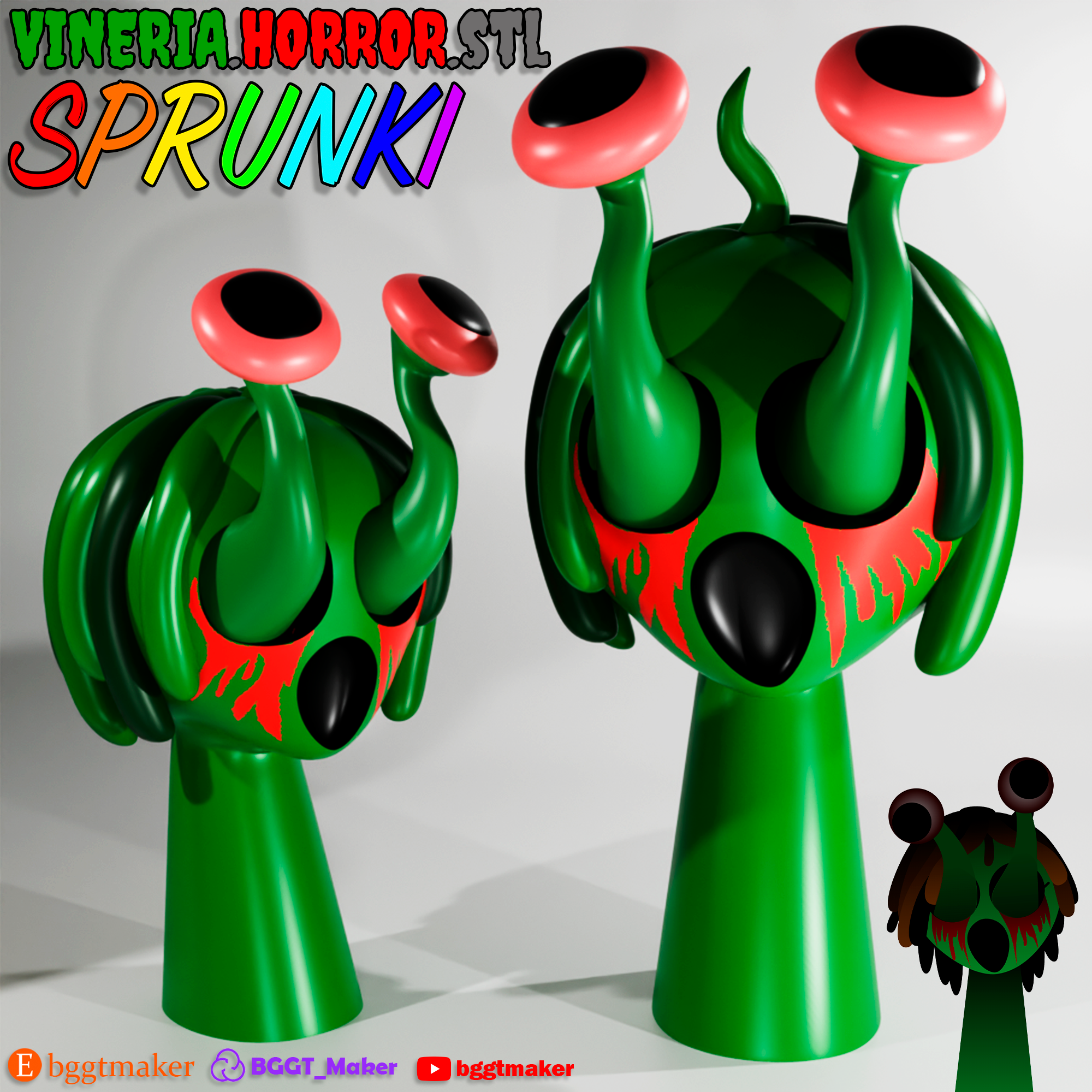 ???? VINERIA HORROR SPRUNKI INCREDIBOX | Green Sprunki 3D Model Fan Art・ STL  File for 3D printing・Cults