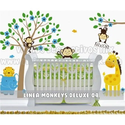 Vinil Decorativo Infantil Arbol y Rama con Changuitos, Leon ...