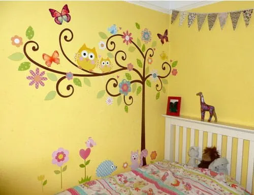 Vinilo de arbol y buhos