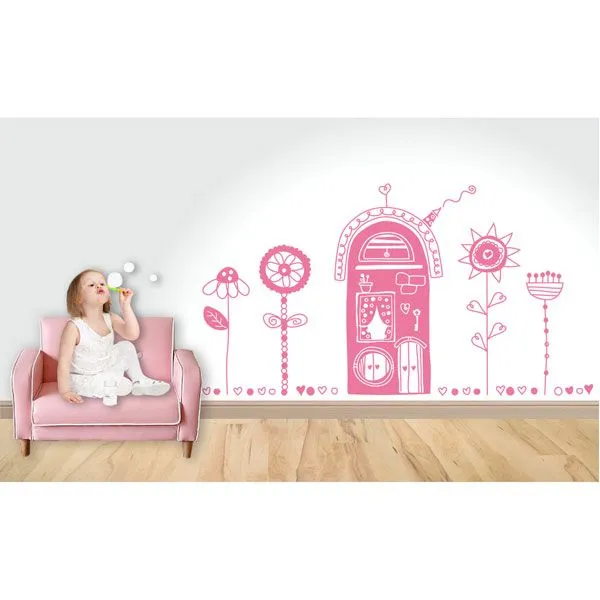 Vinilo decorativo Casita Flores de decora Tu Pared - TodoPapás