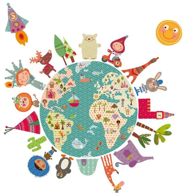 Vinilo infantil de tela | La Bola del Mundo | illustration ... Vinilo infantil de tela | La Bola del Mundo | illustration ...
