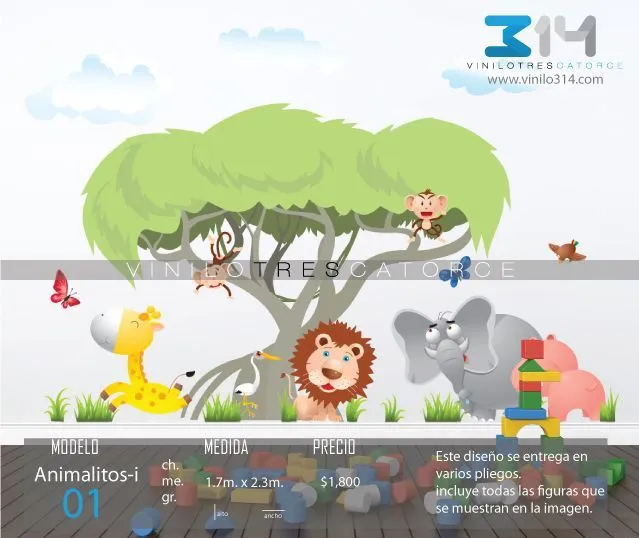 Vinilos decorativos animalitos. Sticker decorativo Set Jungla ...