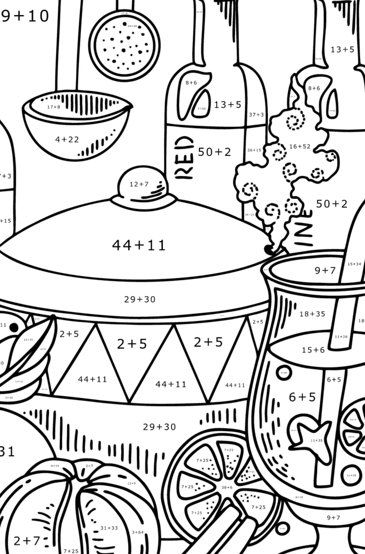 Vino caliente - Dibujos Bebidas para colorear para Adultos en Línea Vino caliente - Dibujos Bebidas para colorear para Adultos en Línea