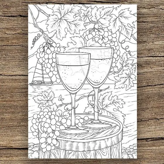 Vino para dos Página para colorear imprimible para adultos - Etsy México Vino para dos Página para colorear imprimible para adultos - Etsy México