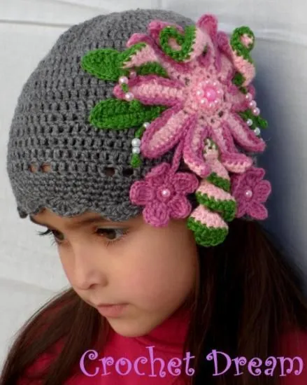 vintage", gorro para niña tejido a crochet | Ganchillo | Pinterest ...