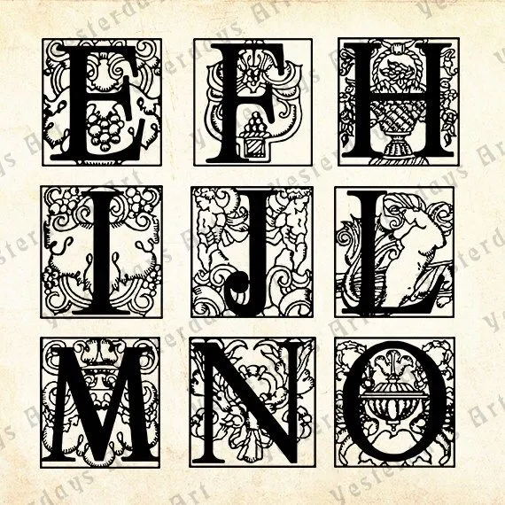 Vintage letras antiguas imágenes digitales por YesterdaysClipArt Vintage letras antiguas imágenes digitales por YesterdaysClipArt