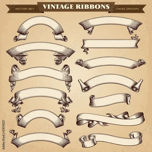 Vintage Ribbon Banners Vector Collection" Imágenes de archivo y ...