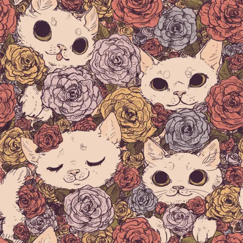 Vintage Wallpaper, goat-soap: floral cat pattern! use all ya want... Vintage Wallpaper, goat-soap: floral cat pattern! use all ya want...