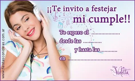 Violetta - Tarjetas de cumpleaños para imprimir - Fiestas infantiles