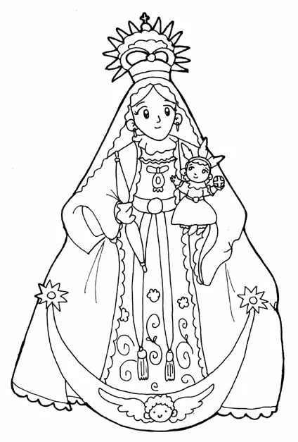 Dibujo para colorear de la virgen de la chinita - Imagui