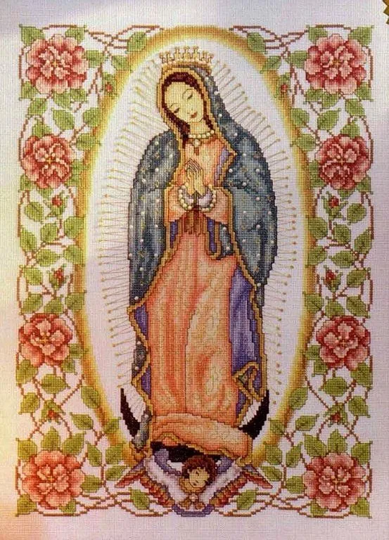 Imagenes punto de cruz Virgen de Guadalupe en caricatura - Imagui