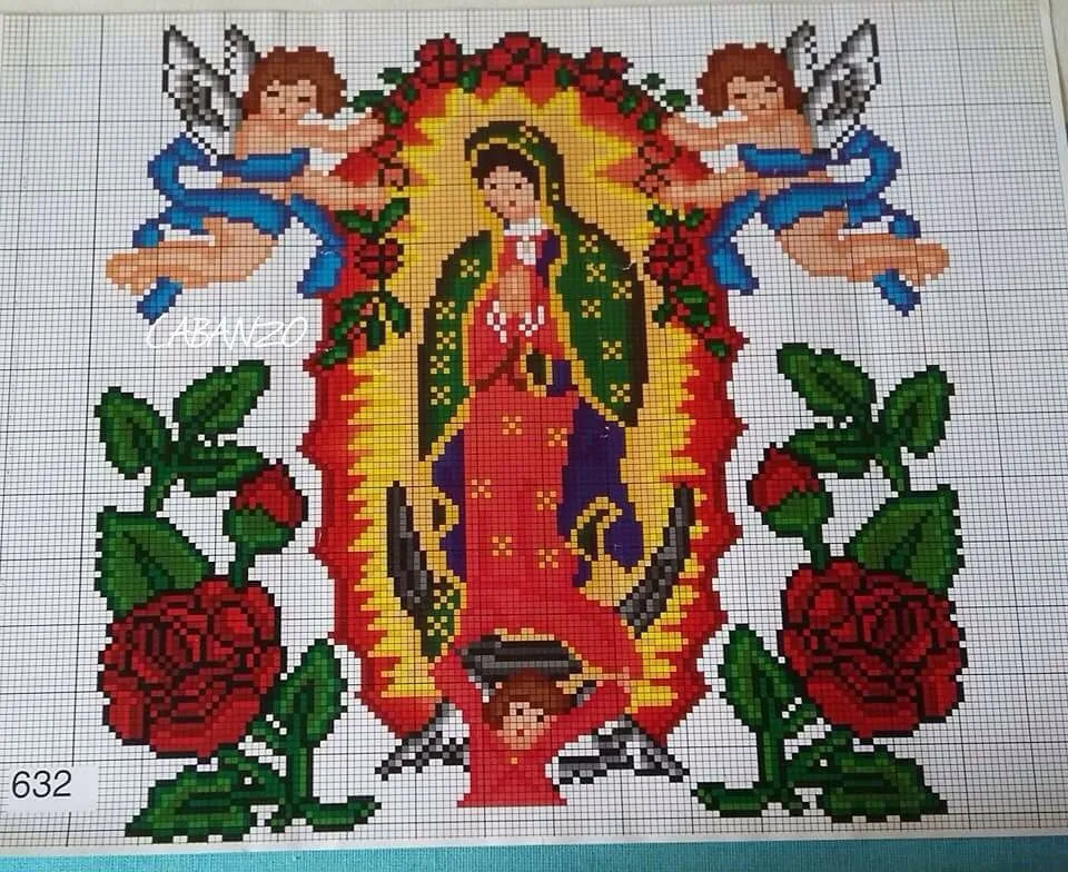 Virgen | Servilletas punto de cruz, Punto de cruz angelitos, Puntos de  bordado