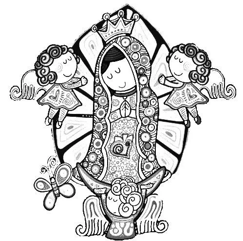 Virgencita plis con angeles para colorear | Arte religioso | Pinterest