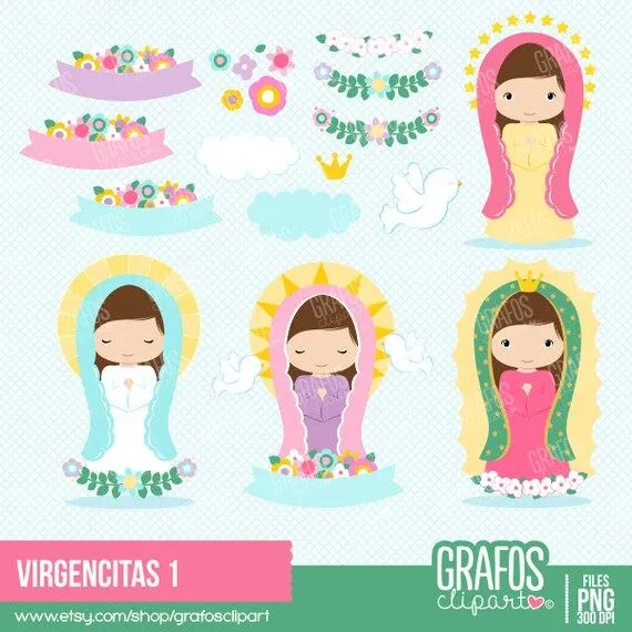 VIRGENCITAS - Digital Clipart Set, Religious Clipart, Virgen Mary ... VIRGENCITAS - Digital Clipart Set, Religious Clipart, Virgen Mary ...