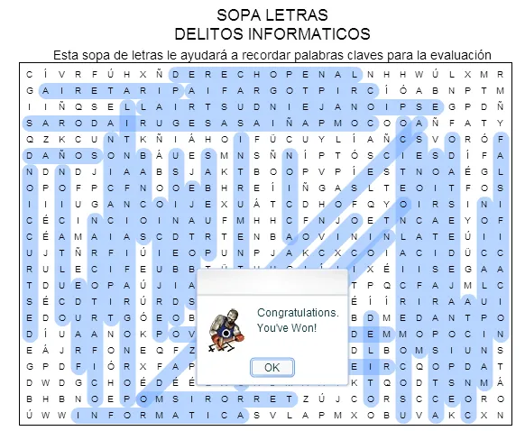 Virus Informáticos: SOPA DE LETRAS DE DELITOS INFORMATICOS
