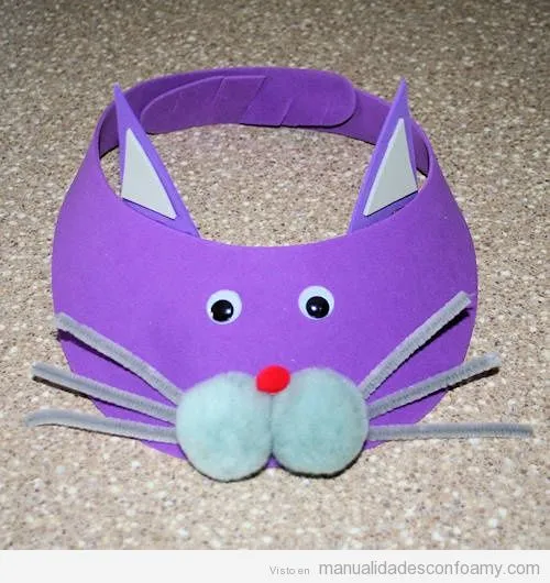Visera de foamy con forma de gato • Manualidades con Foamy Visera de foamy con forma de gato • Manualidades con Foamy