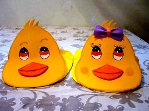 viseras o gorras infantiles. pareja de conejos elaborados en foamy ...