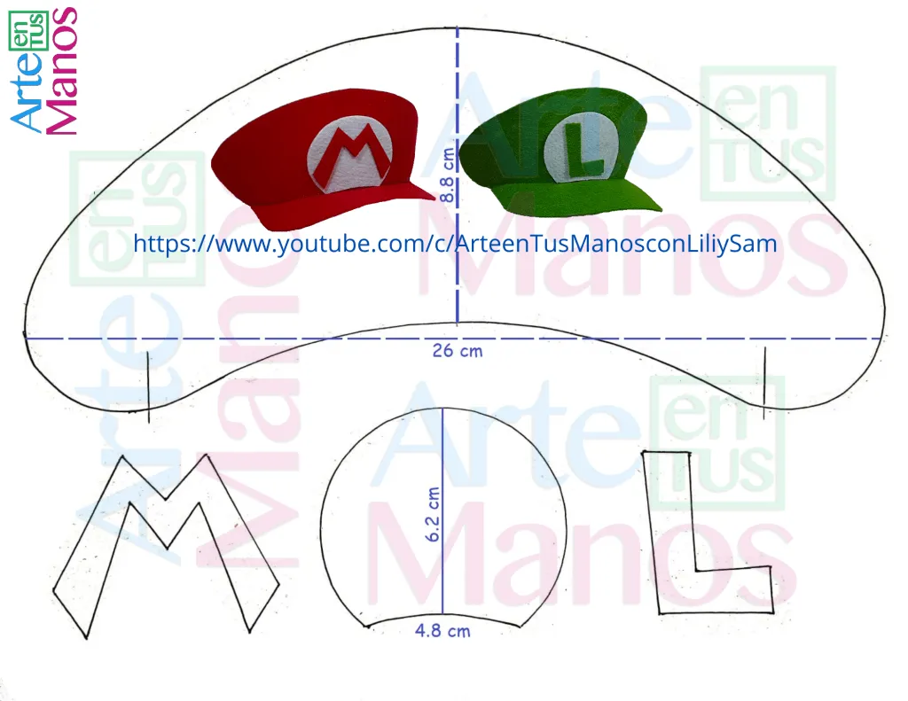 Viseras, Gorras de Mario Bros y Luigi en Fieltro o Foami, Fácil con Artemaníacos - Arte en Tus Manos con Lili y Sam Viseras, Gorras de Mario Bros y Luigi en Fieltro o Foami, Fácil con Artemaníacos - Arte en Tus Manos con Lili y Sam