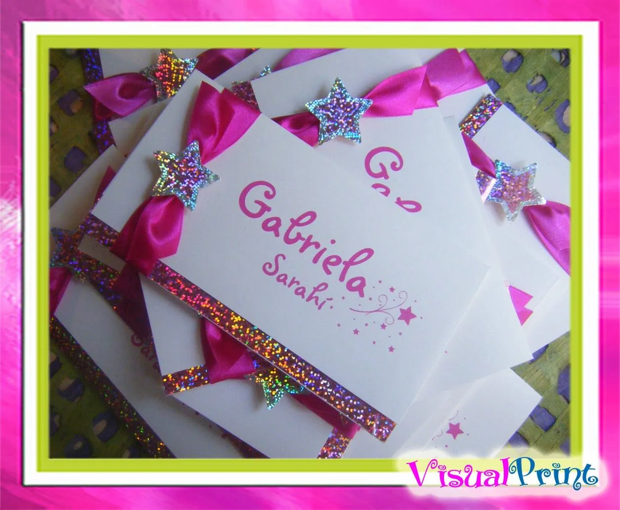 estas invitaciones van en fino papel perlizado con franja y estrella ...