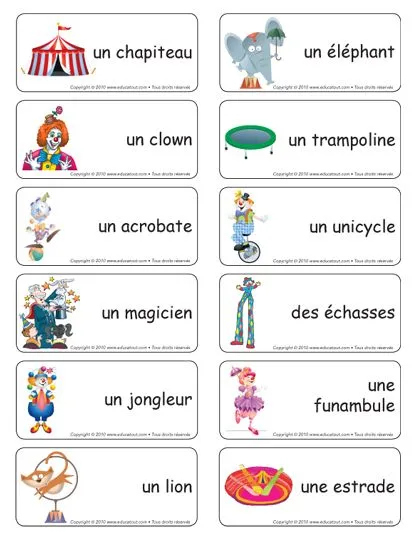 Vocabulario del circo en francés - Didactalia: material educativo