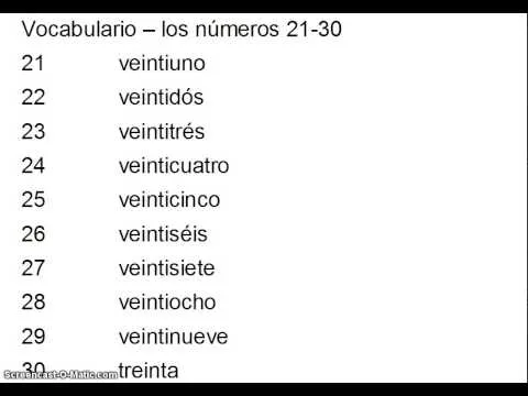 Vocabulario los números 21 30 - YouTube