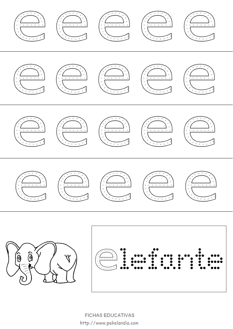 Vocal e minúscula. Para colorear, pintar, dibujar. La palabra ...