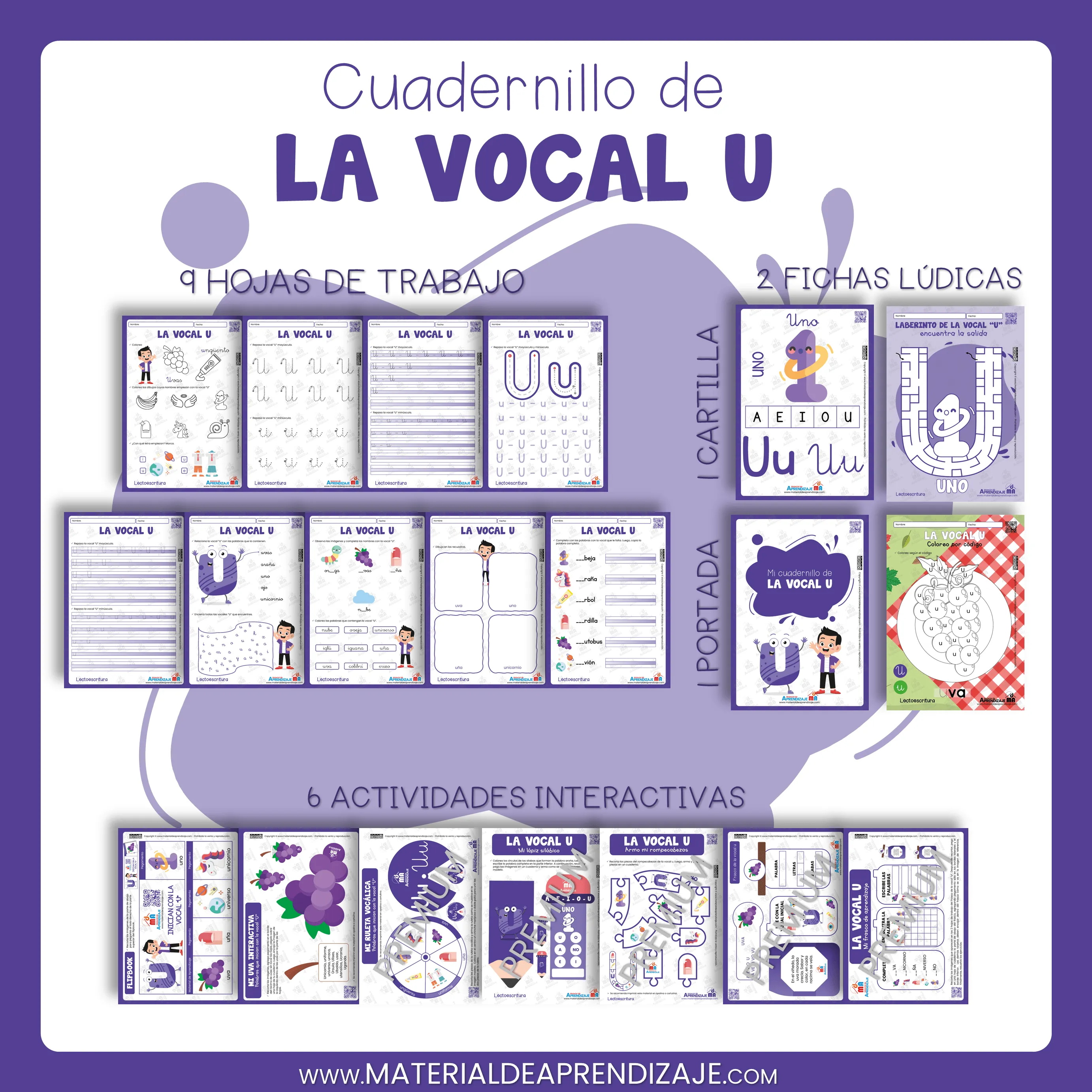 La vocal u: Lecto-escritura “Material de aprendizaje” : Material de Aprendizaje La vocal u: Lecto-escritura “Material de aprendizaje” : Material de Aprendizaje