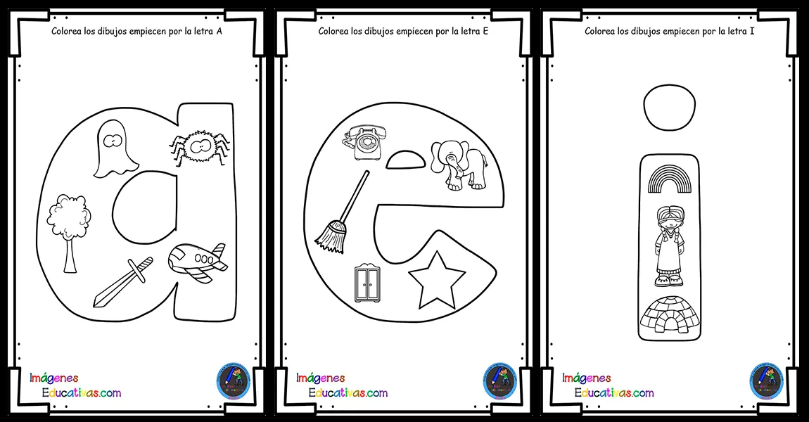 Vocales: Colorea los dibujos – Imagenes Educativas Vocales: Colorea los dibujos – Imagenes Educativas