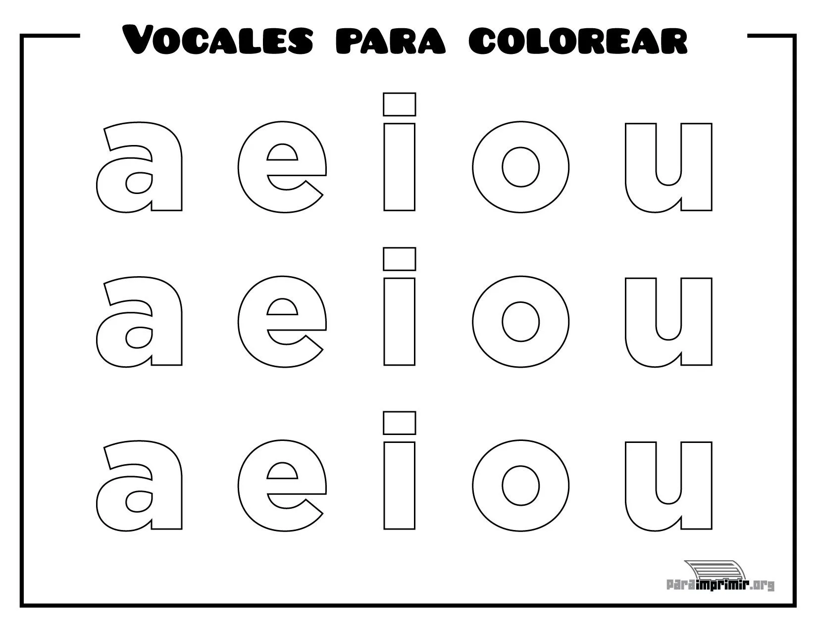 Vocales para colorear y para imprimir en PDF 2023 Vocales para colorear y para imprimir en PDF 2023