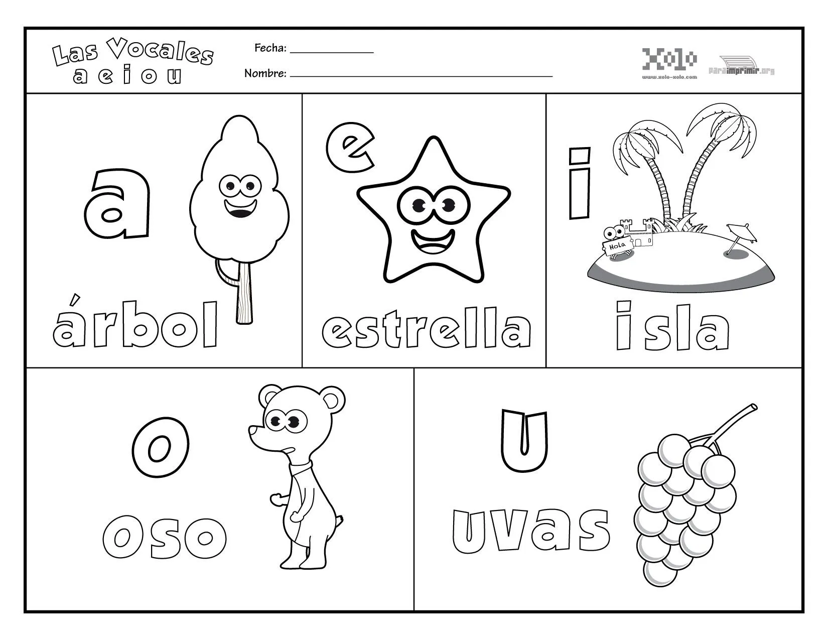 Vocales divertidas para colorear y para imprimir Vocales divertidas para colorear y para imprimir