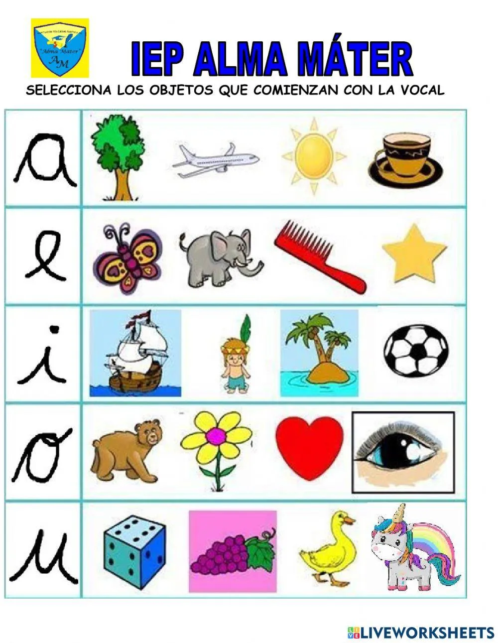 Las vocales online exercise for INICIAL | Live Worksheets