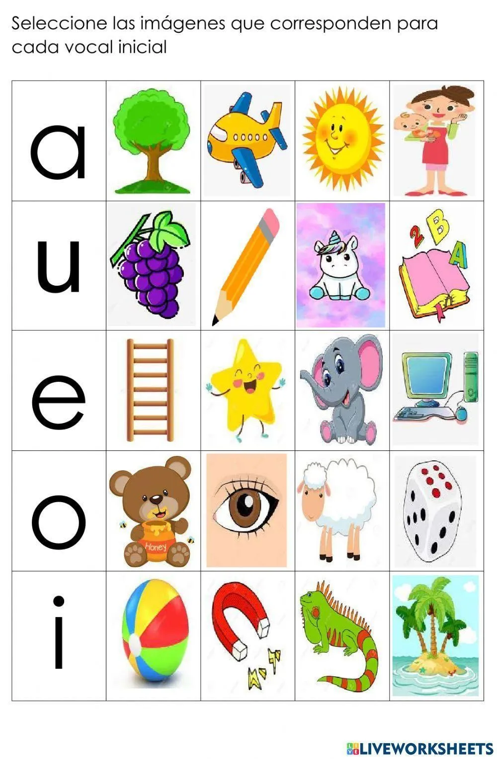 Vocales online exercise for Preescolar | Live Worksheets Vocales online exercise for Preescolar | Live Worksheets