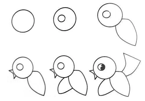 vogel tekenen met kleuters... | Drawing ~ step by step - for kids ...