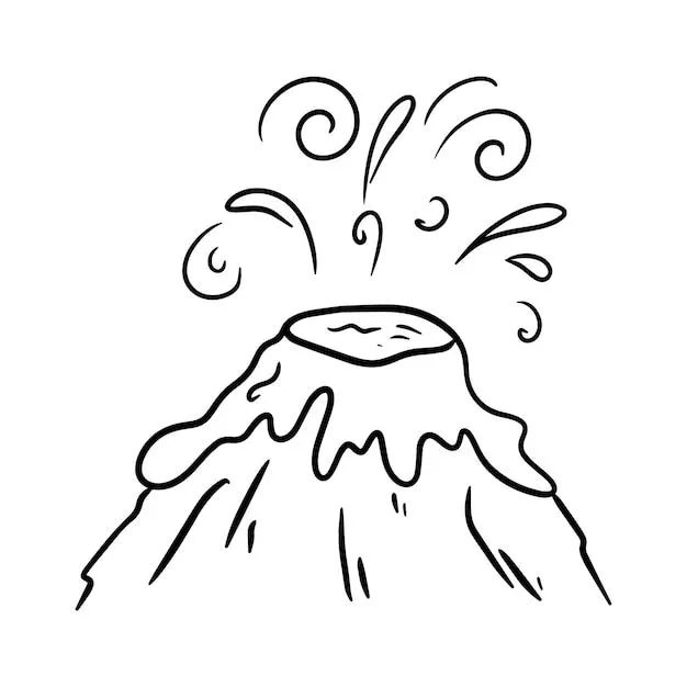 Volcán en erupción lava fuego peligro explosión fenómeno natural garabato dibujos animados lineales para colorear | Vector Premium Volcán en erupción lava fuego peligro explosión fenómeno natural garabato dibujos animados lineales para colorear | Vector Premium