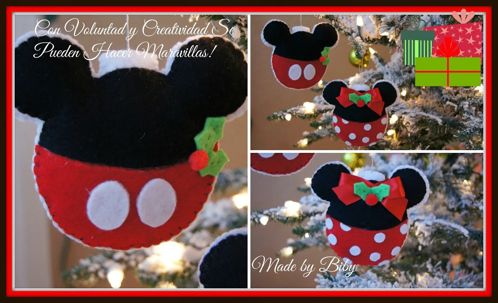 CON VOLUNTAD Y CREATIVIDAD SE PUEDEN HACER MARAVILLAS!: ADORNO NAVIDEÑO ESFERAS DE MICKEY Y MINNIE en fieltro CON VOLUNTAD Y CREATIVIDAD SE PUEDEN HACER MARAVILLAS!: ADORNO NAVIDEÑO ESFERAS DE MICKEY Y MINNIE en fieltro