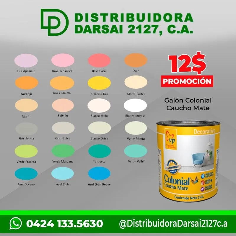 VP COLONIAL CAUCHO GALÓN COLORES en Caracas VP COLONIAL CAUCHO GALÓN COLORES en Caracas