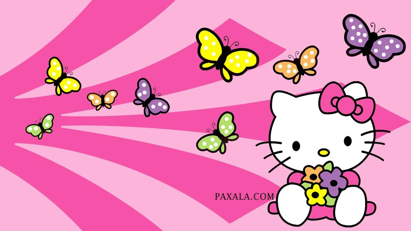 Wallpaper: Hello Kitty con Mariposas de Colores