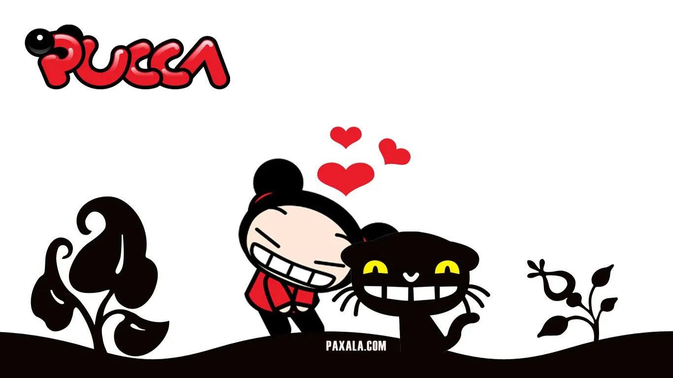 Wallpaper: Pucca y Mio en Fondo Blanco