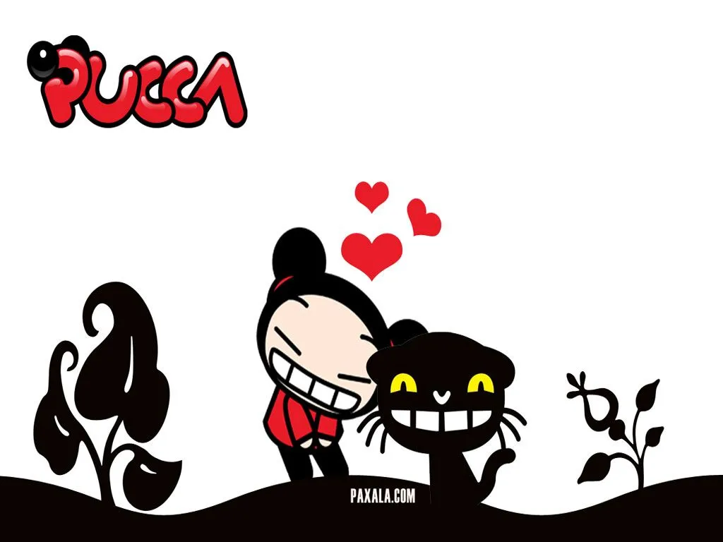 Wallpaper: Pucca y Mio en Fondo Blanco