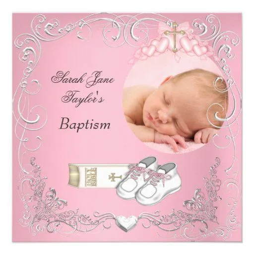 Biblia rosada blanca del bautismo del bautizo de l anuncio | Zazzle