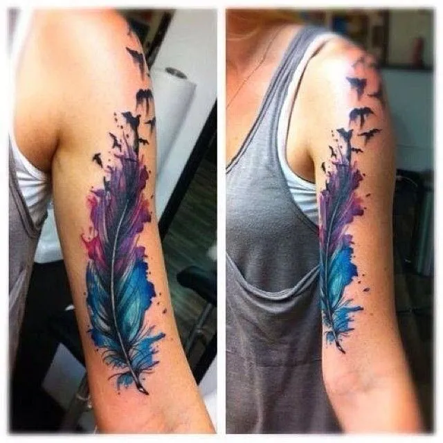 watercolor-feather-tattoo | Tattoo ideas | Pinterest | Acuarelas ...