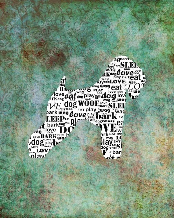 Wheaton Terrier perro silueta palabra Caligrama lámina por PetGifts