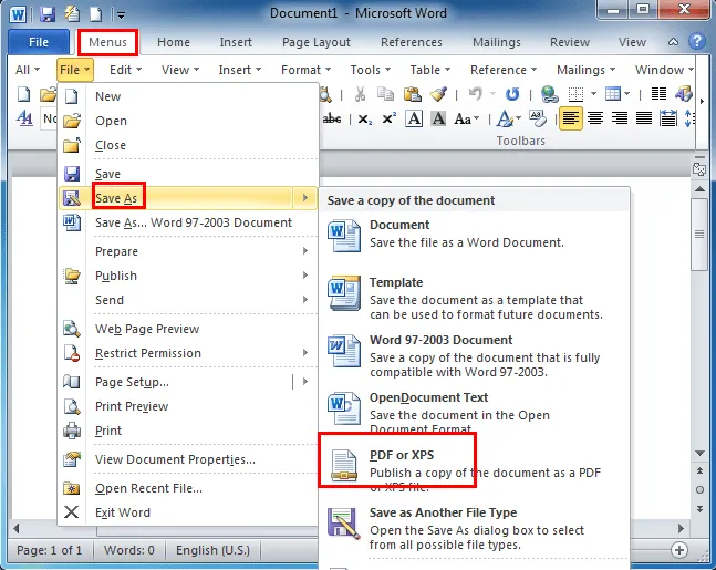 Where is the Creating PDF/XPS Document in Word 2007, 2010 and 2013 Where is the Creating PDF/XPS Document in Word 2007, 2010 and 2013