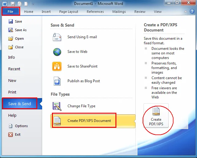 Where is the Creating PDF/XPS Document in Word 2007, 2010 and 2013 Where is the Creating PDF/XPS Document in Word 2007, 2010 and 2013