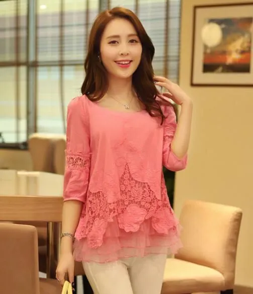 Wholesale Las Mujeres Blusas 2015 New Vintage Hueco Flor De ... Wholesale Las Mujeres Blusas 2015 New Vintage Hueco Flor De ...