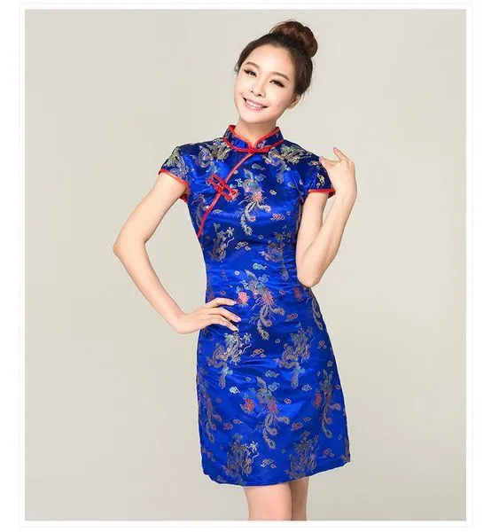 Wholesale Personalizado Piedra Azul Chino Qipao Bordado cheongsam ...