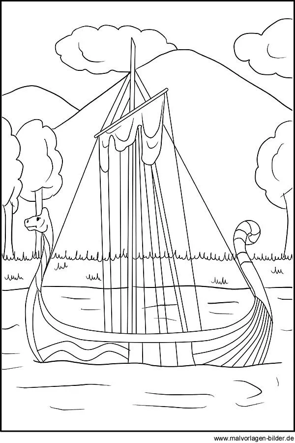 Wikingerschiff als gratis Ausmalbild für Kinder Wikingerschiff als gratis Ausmalbild für Kinder