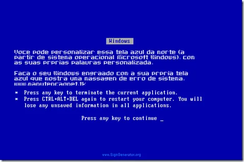 Windows Tela Azul da Morte Crie a Sua ! | manutenç@o.net