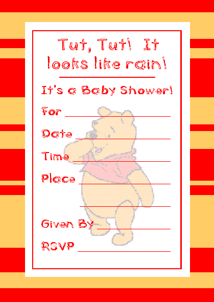 Cute Winnie The Pooh Baby Shower Invitation Cute Winnie The Pooh Baby Shower Invitation
